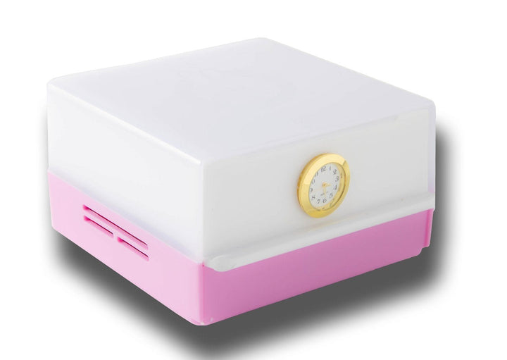 Shabled Shabbos lamp Led, Pink/White body, gold clock, SHABLED 