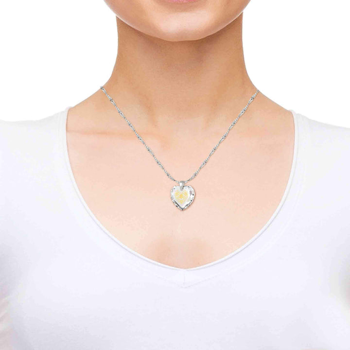 "Shema Yisrael", 14k White Gold Necklace, Zirconia Necklace 