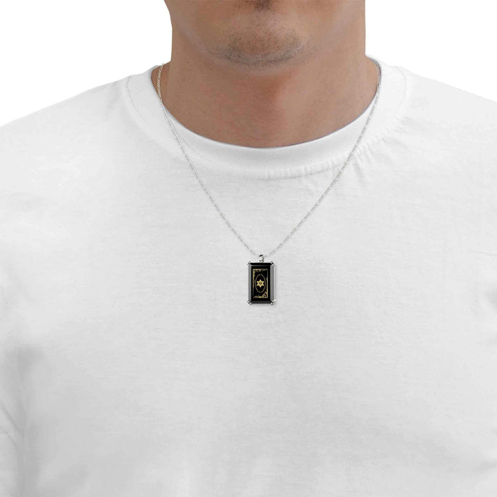 "Shema Yisrael", 925 Sterling Silver Necklace, Onyx Necklace 