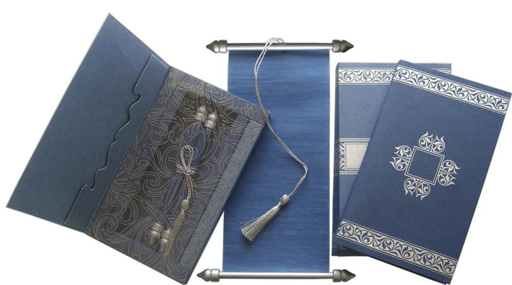 Shimmering Scroll Invitations in 40 Colors ! Blue 