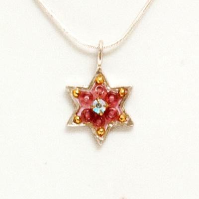 Shiny Star of David Necklace - Small Pink Small 