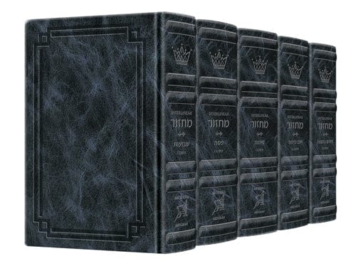 Signature leather collection ashkenaz schottenstein int full-size 5 vol navy Jewish Books 