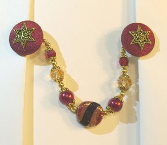 Silk Tallit Clips For Men & Women In Color Choices Deep Red and Gold 