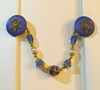 Silk Tallit Clips For Men & Women In Color Choices Sapphire Blue and Gold 