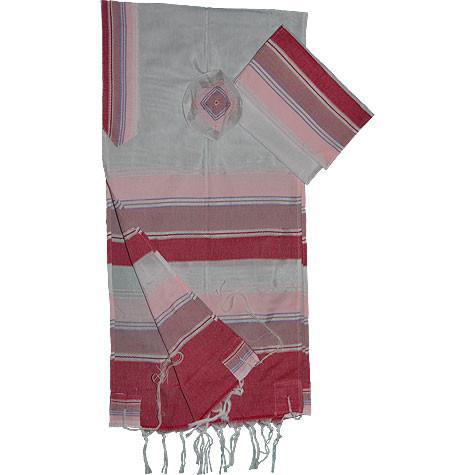 Silk Tallit - White with Shades of Pink Gabrieli Silk Tallit 