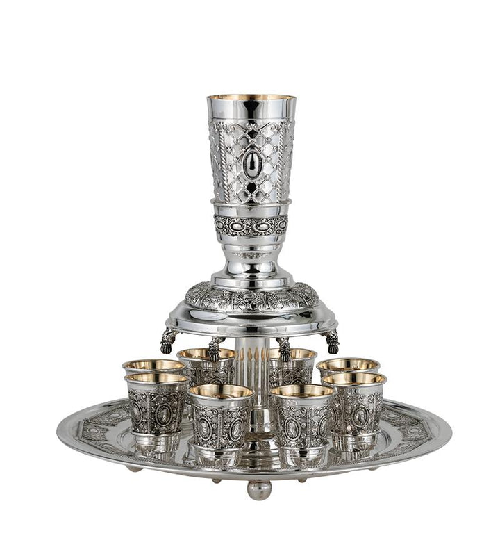 Silver 8 Cup Wine Fountain - Designer Wine Divider 