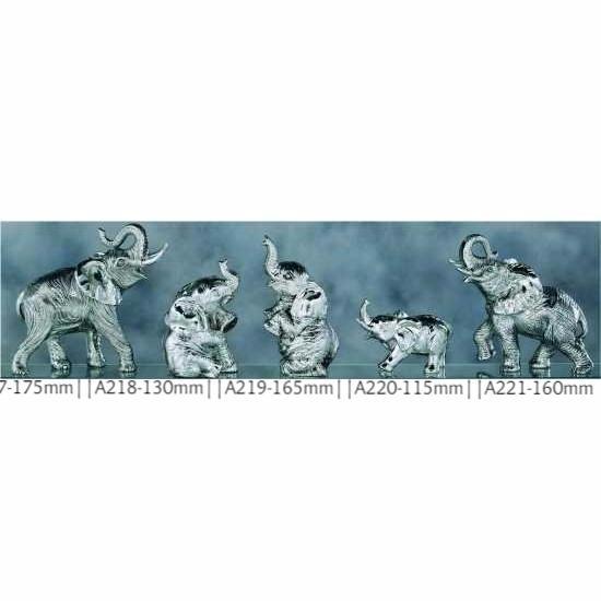 Silver African Elephant Figurines 160 mm 