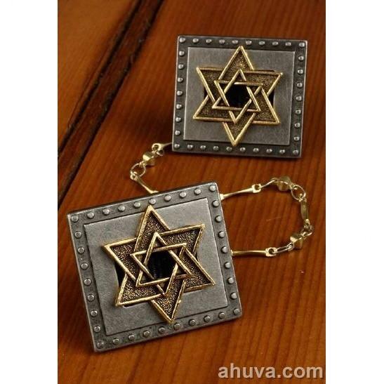 Silver & Gold Tallit Clips Blue 