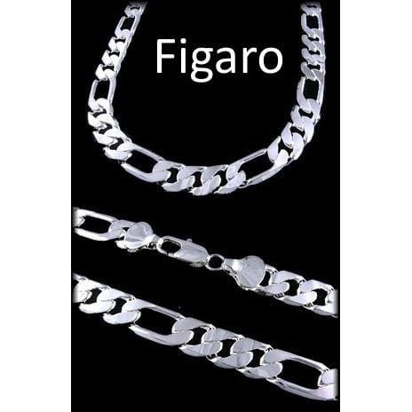 Silver Jewelry Chains For Pendants Figaro Chain 24&quot; 