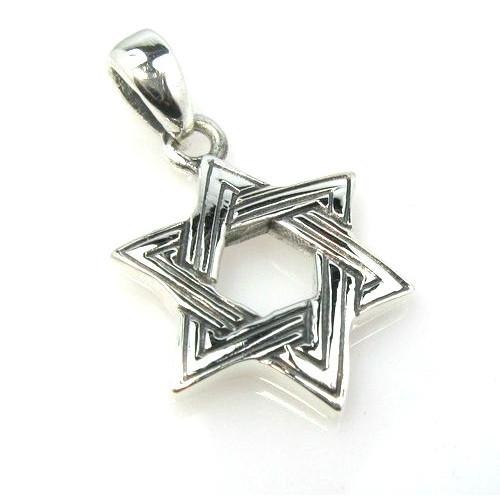 Silver Star Of David Necklace 18 inches Chain (45 cm) 