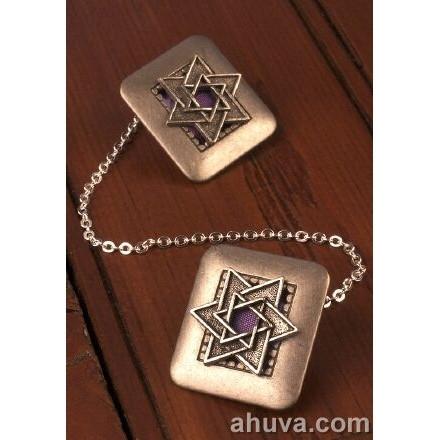 Silver Star Of David Tallit Clips Blue 