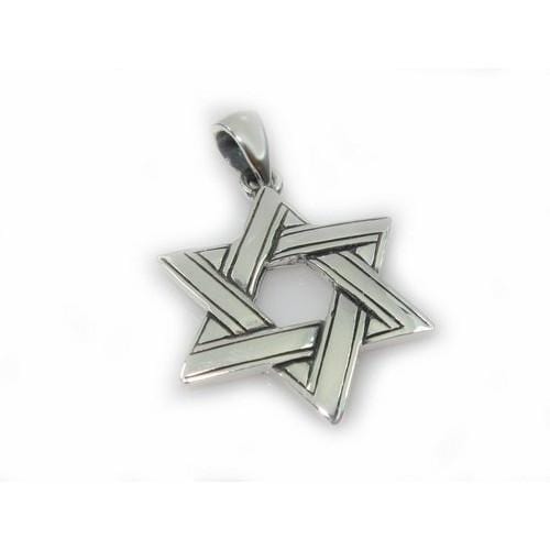 Silver Star Of David Twined Necklace 18 inches Chain (45 cm) 