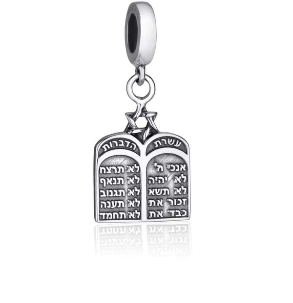 Silver Torah 10 Commandments Pendant Charm Antique Star David Oxidized Jewelry Jewish Jewelry 
