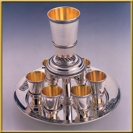 Silver Wine Fountain 6 & 8 Cups 6 Piece Set 