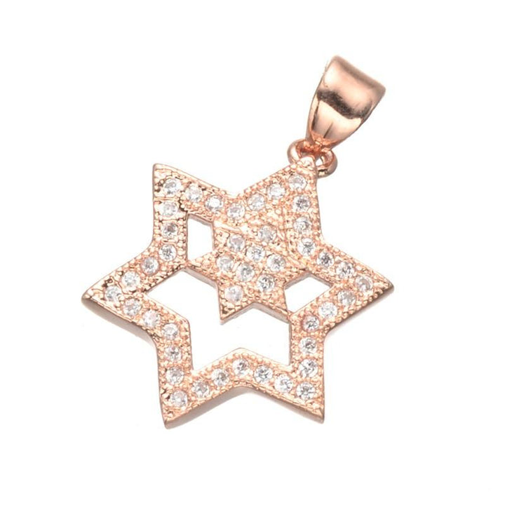 Silver Zircon Micro Pave Jewish Star of David Charm Pendant Necklace CZ star of david 