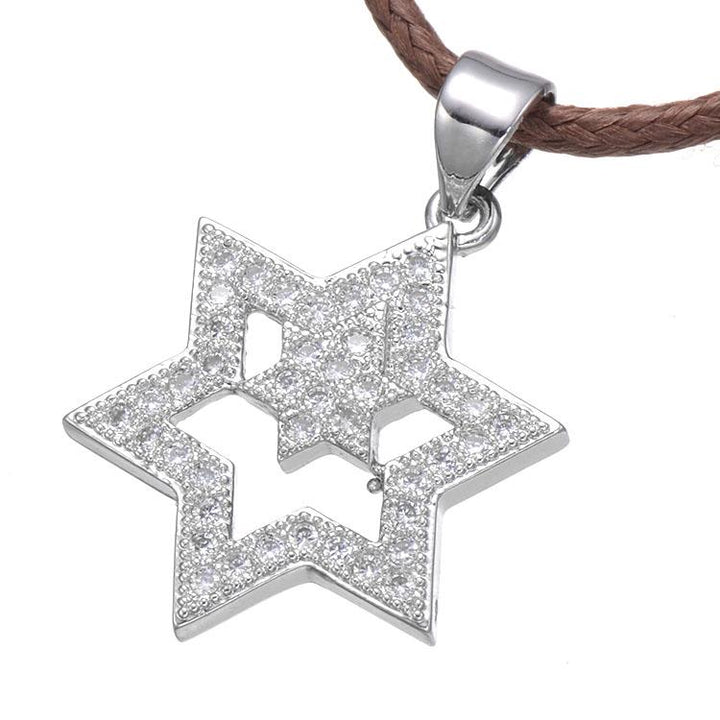 Silver Zircon Micro Pave Jewish Star of David Charm Pendant Necklace CZ star of david 