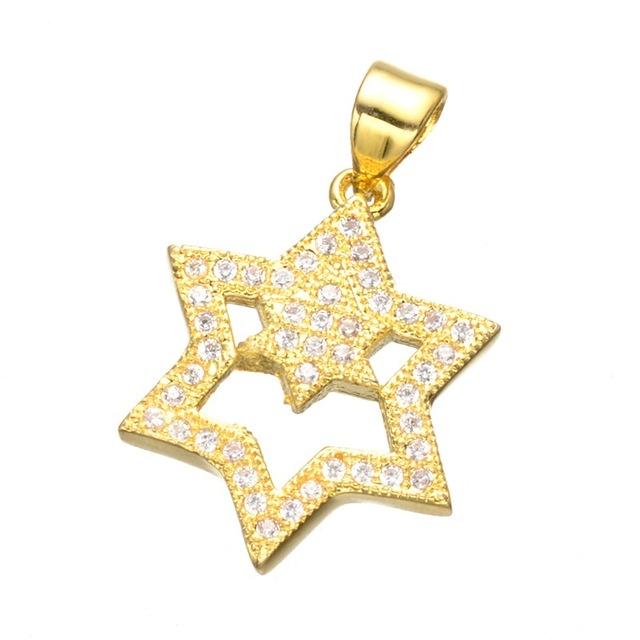 Silver Zircon Micro Pave Jewish Star of David Charm Pendant Necklace CZ star of david Gold 