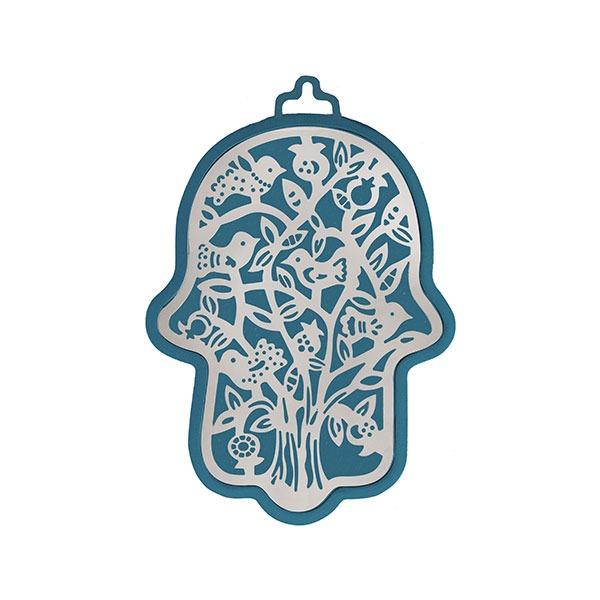 Small Blue Hamsa + Metal Cutout - Tree 