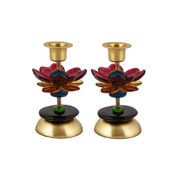 Small Candlesticks - Flower - Maroon 