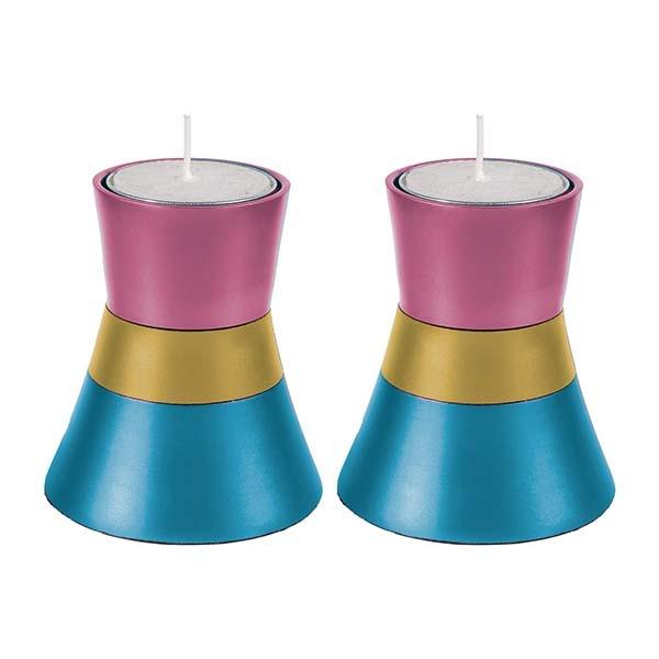 Small Candlesticks - Turquoise + Pink 