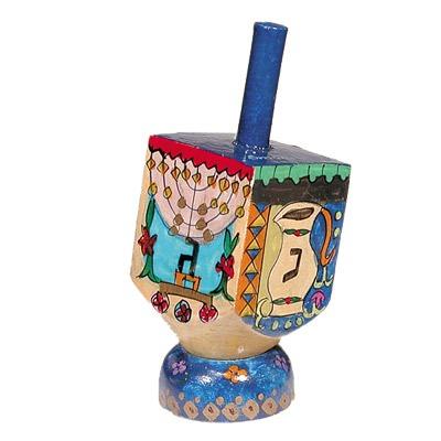 Small Dreidel + Stand - "Hanukkah" 