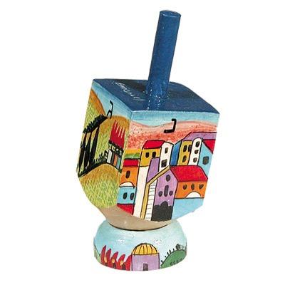 Small Dreidel + Stand - Jerualem View 