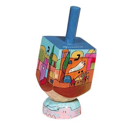 Small Dreidel + Stand - Jerusalem 