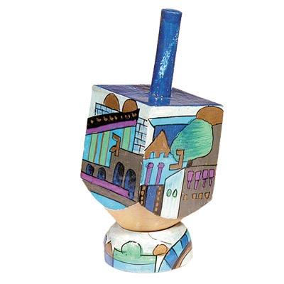 Small Dreidel + Stand - Jerusalem Blue 