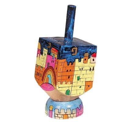 Small Dreidel + Stand - Jerusalem - "Sham" 