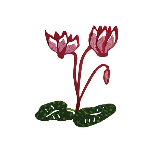 Small Metal Stand - Laser Cut + Hand Painted - Cyclamen 