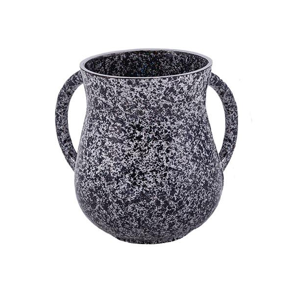 Small Netilat Yadayim Cup - Marble Coated - Black 