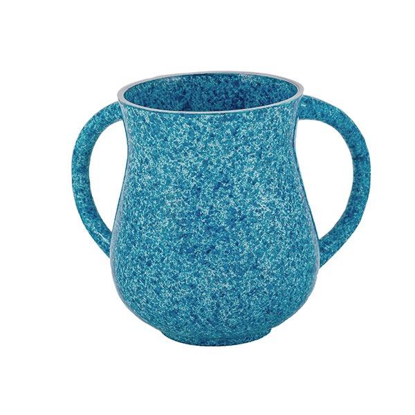 Small Netilat Yadayim Cup - Marble Coated - Light Blue 