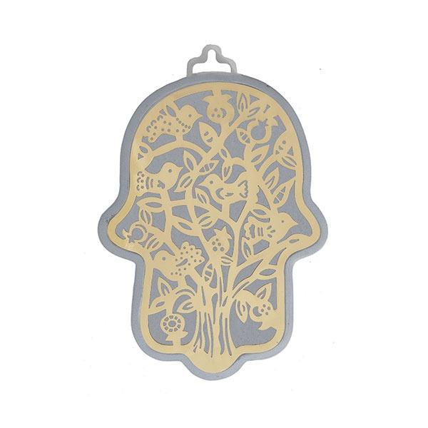 Small Silver Hamsa + Metal Cutout Brass - Tree 