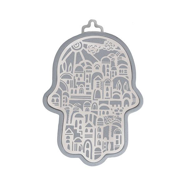 Small Silver Hamsa + Metal Cutout - Jerusalem 