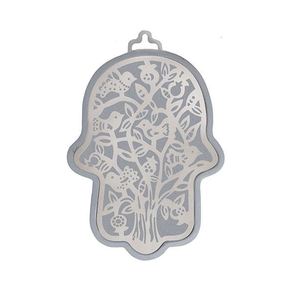 Small Silver Hamsa + Metal Cutout - Tree 