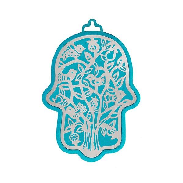 Small Turquoise Hamsa + Metal Cutout - Tree 