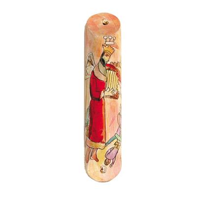 Small Wooden Mezuzah - 10 cm - David & Harp 