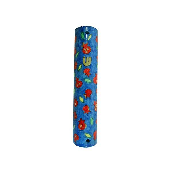 Small Wooden Mezuzah - Scattered Pomegranates 