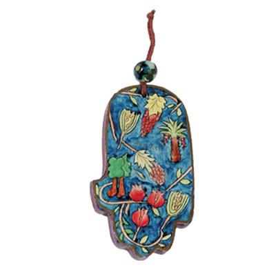 Small Wooden Painted Hamsa - Grapes 