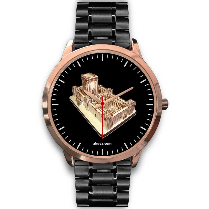 Solomon Temple Wristwatch - Rose Gold Rose Gold Watch Mens 40mm Black Metal Link 