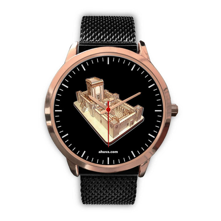 Solomon Temple Wristwatch - Rose Gold Rose Gold Watch Mens 40mm Black Metal Mesh 