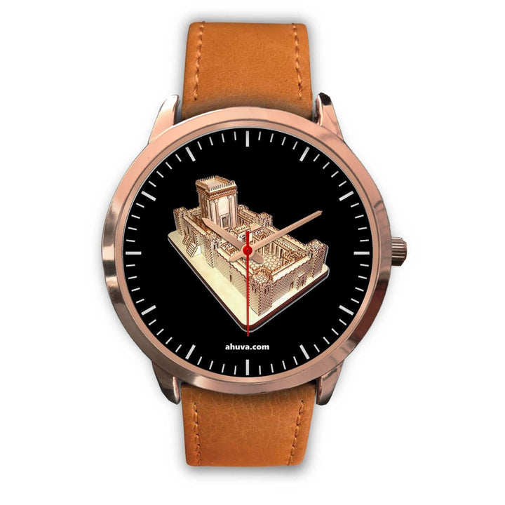 Solomon Temple Wristwatch - Rose Gold Rose Gold Watch Mens 40mm Brown Leather 