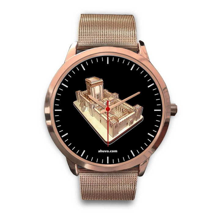Solomon Temple Wristwatch - Rose Gold Rose Gold Watch Mens 40mm Rose Gold Metal Mesh 