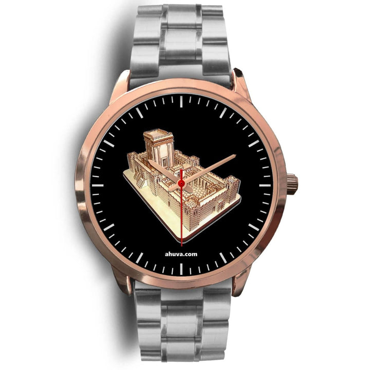 Solomon Temple Wristwatch - Rose Gold Rose Gold Watch Mens 40mm Silver Metal Link 