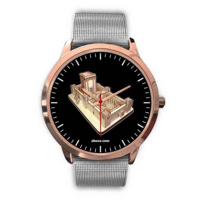 Solomon Temple Wristwatch - Rose Gold Rose Gold Watch Mens 40mm Silver Metal Mesh 