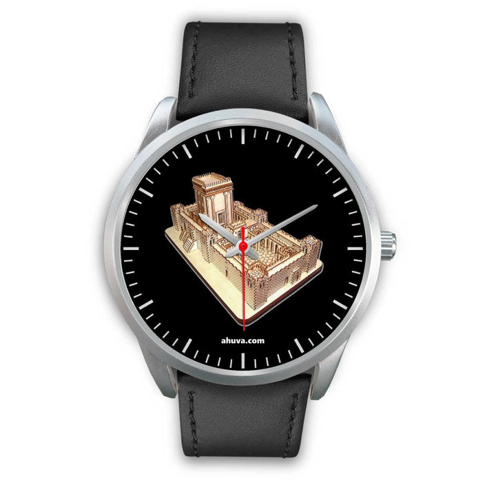 Solomon Temple Wristwatch - Silver Silver Watch Mens 40mm Black Leather 