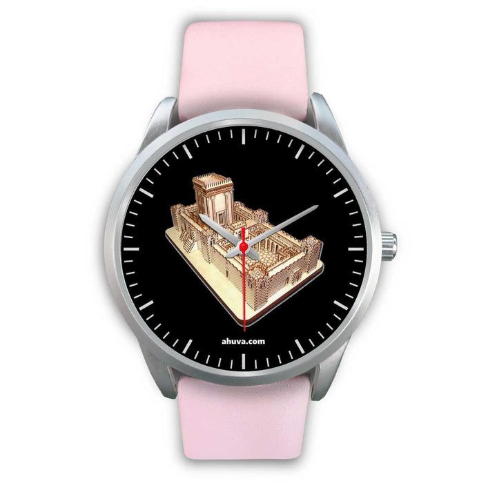 Solomon Temple Wristwatch - Silver Silver Watch Mens 40mm Pink Leather 