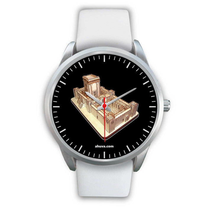 Solomon Temple Wristwatch - Silver Silver Watch Mens 40mm White Leather 