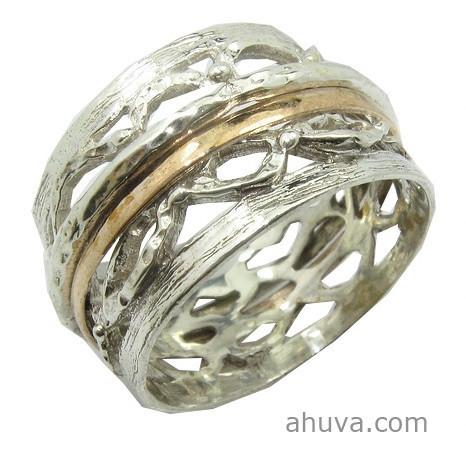 Spinning Adorable Two Tone Gold Band Ring 