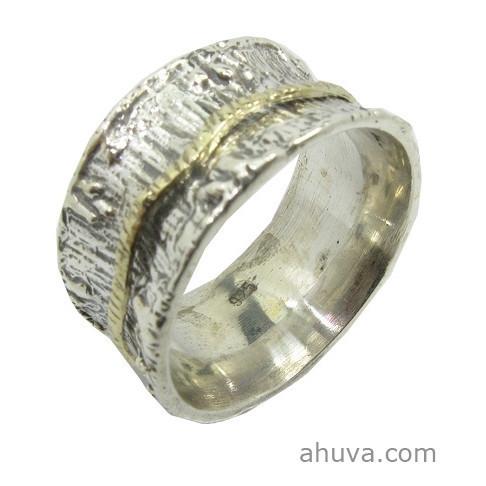 Spinning Contemporary Two Tone Ring 